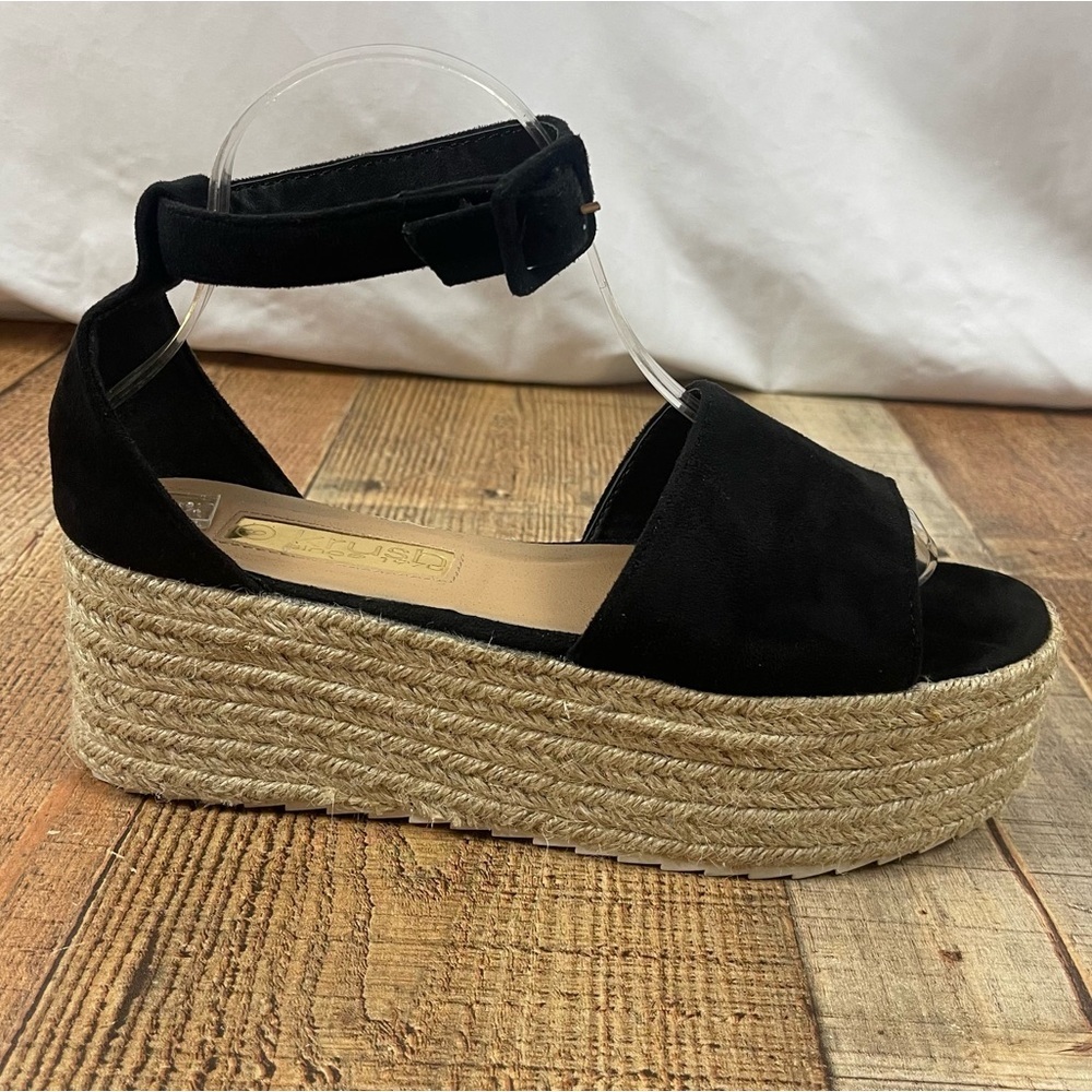 Krush Black Espadrille Wedges